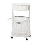 サンコープラスチック ランドリーバスケット2段 バスマット干し付 ホワイト