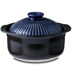 【品】 銀峯陶器(Ginpo Touki) 萬古焼 銀峯 菊花 ご飯鍋 3合炊き 「二重蓋」 ごはん 土鍋 直火対応 瑠璃釉 ブルー 日本製 4