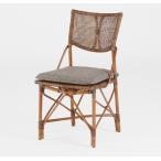 ショッピングアジアンテイスト 籐肘無食堂椅子 ラタンダイニングチェア エルフアームレス アンティークブラウン色 布張り アジアンテイスト