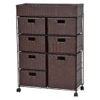 ショッピングアジアンテイスト ランドリー チェスト アイアンランドリー 71センチ幅4段2列7杯上かご付 キャスター付  水濡れに強いポリエチレン製  ダークブラウン色
