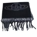 マフラー ヴィヴィアンウエストウッド 男女兼用 ウール100% イタリア ビッグロゴ 25x180cm 25-81D30006-W00ZH N402 ブラック/5917/送料無料メール便