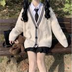  school кардиган вязаный кардиган кардиган V шея s длинный рукав всесезонный JK форма матроска вязаный свитер передний открытие .. способ 