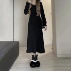 ニットワンピース ミニ丈 長袖 レディース きれいめ 春 秋 冬 ショート 膝上 aライン パフスリーブ フレア 大きいサイズ 大人可愛い