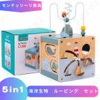 知育玩具 モンテッソーリ おもちゃ 玩具 教具 海洋生物 ルーピング 5 in 1 セット 型はめ 色合わせ 指先遊び 練習 子供 こども 誕プレ 0歳 1歳 2歳 ベビー 早期