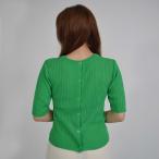 カーディガン リブ 半袖 麻タッチ �