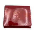 カルティエ CARTIER 三つ折り財布 ハッピーバースデー エナメル ボルドー レディース