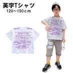 キッズ 半袖 Tシャツ 男の子 女の子  ホワイトパープル 120のみ 子供服 男女兼用 英字 プリント 小学生 韓国子ども服 ティーシャツ 半袖シャツ ジュニア トップ