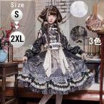 ロリータ クラロリ 中華ロリータ ワンピース ゴスロリ Aライン Lolita リボン レディース コスチューム 衣装 かわいい フリル 仮装 パーティ 髪飾り イ