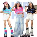  Kids танцевальный костюм hip-hop выставить девочка шорты tops джинсы Denim брюки гетры 3 позиций комплект розовый blue black постановка . отвечающий 