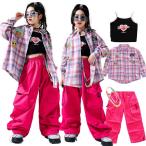  ребенок одежда танцевальный костюм Kids выставить hip-hop одиночный товар в клетку розовый рубашка choki ткань to чейнджер брюки hip-hop Kids Dance мужчина женщина. 