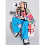  Kids танцевальный костюм hip-hop рисунок рубашка выставить девочка синий брюки-карго мужчина Корея Jazz Dance танцевальный костюм длинный рукав .. рубашка ребенок симпатичный длинный 