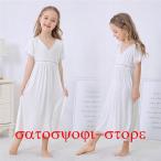  ребенок одежда девочка неглиже пижама салон одежда Kids One-piece лето белый One-piece модный длинный длина v шея симпатичный короткий рукав часть магазин надеты Junior ребенок девочка pa