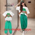  Корея ребенок одежда выставить Kids t рубашка короткий рукав . рисунок лето девочка брюки комплект часть магазин надеты спортивная одежда t рубашка + брюки шаровары casual Kids одежда ki