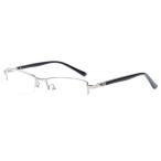 FREESE ブルーライトカットメガネ PCメガネ 伊達メガネ メンズ 超軽量 形状記憶 ハーフリム 福岡発アイウェアブランド(シルバー)