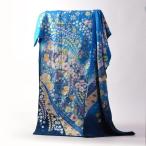 振袖　手縫いお仕立て付き　十日町「翠山」謹製　辻が花　鮮やかな青色　裄７４．５ｃｍ位まで成人式・卒業式・謝恩会・結婚式・披露宴・初釜・パーティーに送