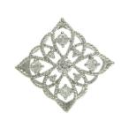 ラペルピン ブローチ SVシルバー 透かし柄 アンティーク フラワー お花 ピンバッジ ピンブローチ タイピン タイニーピン ネクタイピン ミル打ち キュービック