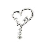 ラペルピン ブローチ SVシルバー ハート オープンハート キュービック 揺れる スイング ぶら ピンバッジ ピンブローチ タイピン タイニーピン ネクタイピン