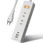 延長コード 3m 電源タップ USB Type-C コンセント テーブルタップ AC6個+3USB 急速充電 節電 省エネ 一括スイッチ 雷ガード コンパクト 海外対応 240V