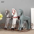北欧スタイル ロッキング 馬 オブジェ 動物 レトロ 装飾 置き物 インテリア 木製 ノルディック ギフト ヴィンテージ