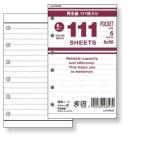 レイメイ システム手帳 リフィル 徳用 111枚入 ポケットサイズ/ミニサイズ 6穴 横罫 ホワイト [01] 〔合計1100円以上で購入可〕