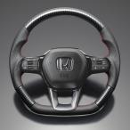 FEGGARI ステップワゴン RP系 ステアリング ブラックカーボン調 x PVCレザー(ダークグレー) x レッド ユーロステッチ / LS266 フェガーリ