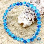 Sea drop ホタルガラス ミヤコマリン 6mm ビーズ ブレスレット 光る 蓄光タイプ とんぼ玉 [034bt-06]