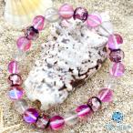 Seadropホタルガラス8mmビーズブレスレット光る蓄光タイプローズクォ...