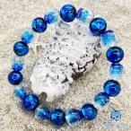 Sea drop ホタルガラス クリアブルー 10mm ビーズ ブレスレット 光る 蓄光タイプ とんぼ玉 [086bt]