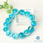 Seadrop光るホタルガラス16mmビーズブレスレットエメラルドオーシャ...