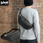 Schott ショット #7823976006[7825976002](3109023) パデッドボディバッグ レザーワンショルダー 09ブラック黒 本革 牛革 カウハイドキルティング レザーバッグ