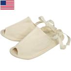 メール便可 米軍 キャンバススリッパ オフホワイト デッドストック FE045NN 実物 アメリカ軍 ホスピタル メディカル コットン 綿 生成り ルームシューズ