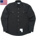 米軍 CPO 長袖シャツ ブラック デッドストック アメリカ軍 US NAVY 薄手 ポリエステルウール 黒 ロングスリーブ ドレスシャツ