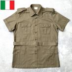 イタリア軍 EI サファリシャツ 半袖 USED JS233UN 陸軍 ARMY アーミー ショートスリーブ 男性 メンズ カジュアル カーキオリーブ 実物ミリタリー 軍物 軍モノ