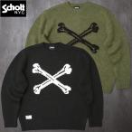 ショッピングschott Schott ショット #7825240005 クロスボーン ニットセーター 長袖 ロングスリーブ メンズ 男性 トップス アメカジ カジュアル ヴィンテージ風 春 秋 冬