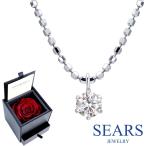 ネックレス レディース シルバー ダイヤモンド 0.1ct 一粒 6本爪 プリザーブドフラワー ローズ 薔薇 ボックス 誕生日 プレゼント シアーズ