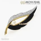ショッピングブローチ アコヤ真珠 パール ブローチ 羽 黒 レディース ホワイト 7.5-8.0mm 保管用ケース付 真鍮 宇和島 あこや パール （4104）