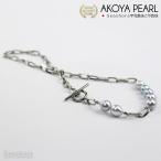 ショッピング真珠 あこや真珠 7粒 ネックレス バロックパール ナチュラルブルー グレー 8.0-9.0mm ステンレス 厚紙製ケース付 ポイント利用 (5960)