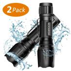 懐中電灯 LED 強力 軍用 超高輝度 小型 ズーム式 5モード 停電 防災対策 新型 軽量 フラッシュライト クリップ付き(２個セット)