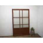 taC0862*(2)[H176cm×W111,5cm]* античный * ширина. большой diamond стекло. старый из дерева раздвижная дверь * старый двери стекло дверь рама вход дверь ворота retro N сосна 