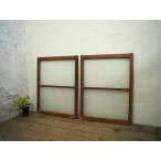 taD0144*[H84cm×W65cm]×2 листов * Vintage * ретро тест ... старый дерево рамка-оправа стекло дверь * старый двери раздвижная дверь рама маленькое окно старый дом в японском стиле старый мебель старый инструмент L внизу 