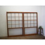 taE0275*[H137cm×W87,5cm]×2 листов * ретро тест ... старый дерево рамка-оправа стекло дверь * двери раздвижная дверь рама окно стекло старый дом в японском стиле Showa Cafe Vintage L внизу 