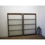 taE0316*[H141,5cm×W89cm]×2 листов * ретро тест ... старый дерево рамка-оправа стекло дверь * двери раздвижная дверь рама старый дом в японском стиле воспроизведение lino беж .n античный L внизу 