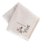 ショッピングウェッジウッド [ウェッジウッド] タオルハンカチ ワンポイント刺繍 ワイルドストロベリー (アイボリー) [綿100％] 婦人 レディース ハンドタオル 約25cm