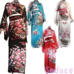 ドレス着物ロングドレス絢爛豪華艶やか浴衣としても！カラオケ大会ショードレス舞台イベントお祭りパーティークラブダンス　レッド ブラック ホワイト・ブルー