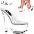 ●アウトレット●ミュールウエッジソール１６ｃｍミュールクリアー透明美しいデザイン透明ウェッジＬＡＳｅｄｕｃｅ