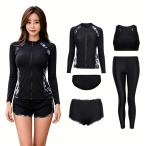  Rush Guard женский 5 позиций комплект купальный костюм body type покрытие UV cut леггинсы длинный рукав Rush Guard передний .