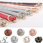 [メール便送料無料] ベルトレディース　革 合皮 ゴールド丸バックル(メール便送料無料)