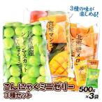 こんにゃくミニゼリー ３種セット シャインマスカット マンゴー メロン 500g×3 ゼリー 蒟蒻 食品 送料無料
