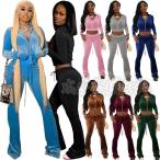  верх и низ 2 позиций комплект женский джерси велюр длинный рукав Parker длинные брюки выставить тренировочный салон одежда спорт тренировка casual осень-зима 