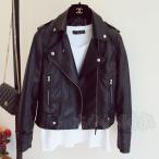 3色 PU レザアウター レディース ライダースジャケット 合皮 バイクジャケット フェイクレザー  無地 大きいサイズ 着痩せ 防寒 コート 秋アウター 女性